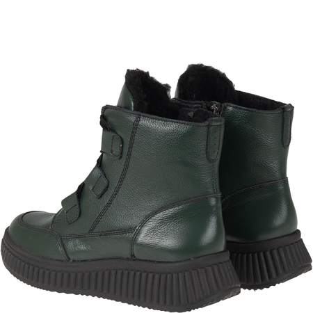 Botki Syrena SH 559 zielone – skórzane, wełniane, na zamek