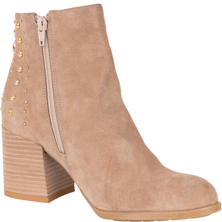 Modne botki damskie Syrena SLA 1111/206 beż - skóra welurowa