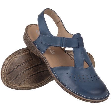 Sandały skórzane Syrena SH 128 granatowe | Wygoda i styl