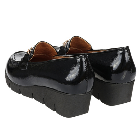 Półbuty na koturnie skórzane, czarne Syrena SWB 028