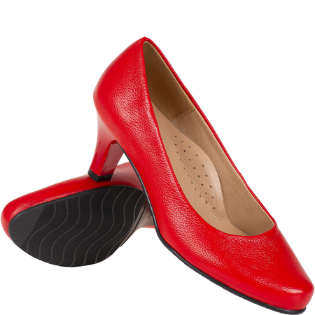 Czółenka damskie skórzane Syrena SE 7115 czerwony groch