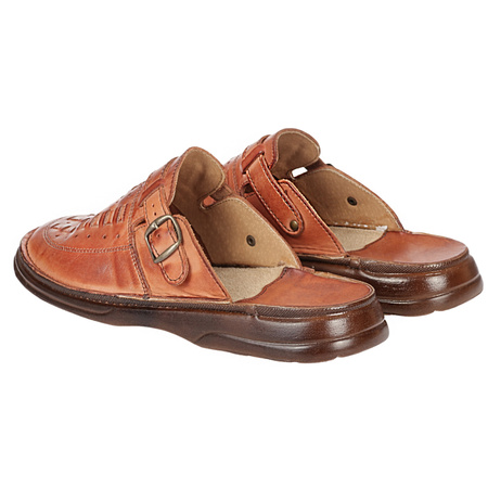 Klapki męskie skórzane brązowe Syrena SST SST 056/360