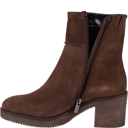 Welurowe botki damskie ocieplane Syrena STA 4124 brązowe