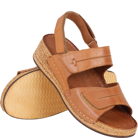 Sandały skórzane damskie marki Syrena SST 993 rude