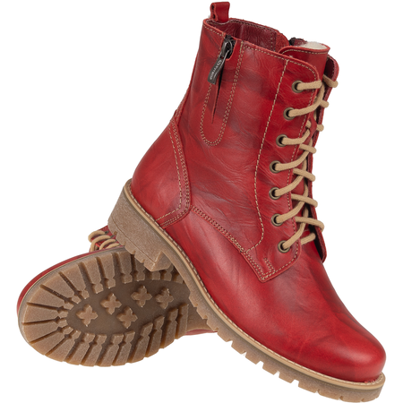 Eleganckie botki damskie czerwone Syrena SST 4038 - skóra