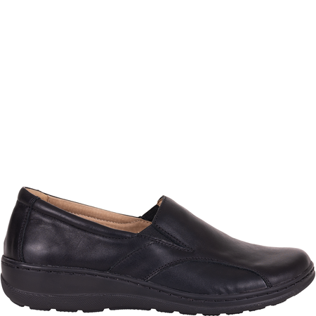 Czarne półbuty wsuwane damskie Helios 453 skóra naturalna