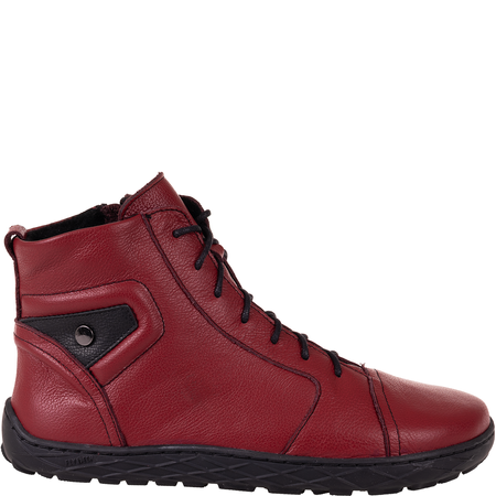 Skórzane botki damskie Syrena SH 706 czerwone - ocieplane