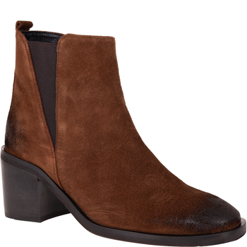 Modne botki damskie Syrena SLA 1136/216 brąz skóra welurowa