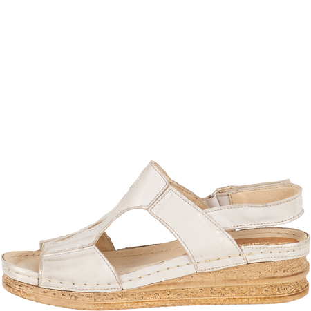 Sandały skórzane damskie marki Syrena SST 962 beżowo-złote