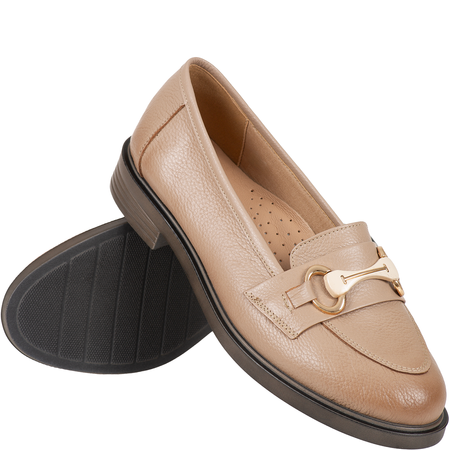 Mokasyny damskie Syrena SE P-299A cappuccino, skóra naturalna