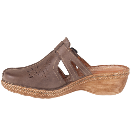 Klapki damskie Syrena SST 737/M cappuccino - skóra naturalna