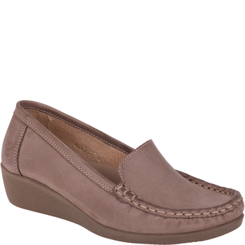 Syrena SH 4020 beż - mokasyny skórzane na koturnie 4 cm