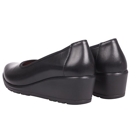 Czółenka damskie na koturnie skórzane Syrena SWB 026 czarne