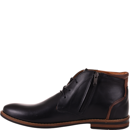 Męskie zimowe trzewiki Syrena SI 097-784 czarne skóra naturalna ocieplane