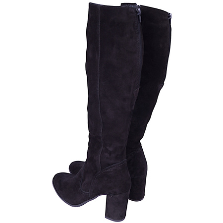 Kozaki damskie zamszowe na obcasie skóra naturalna Syrena SOP 715 czarne