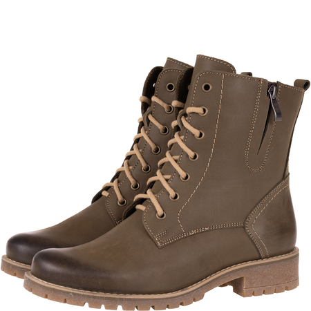 Komfortowe botki damskie skórzane Syrena SST 4038 oliwka