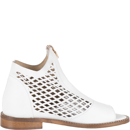 Białe sandały damskie na obcasie Syrena SLA 977/L/CR skórzane