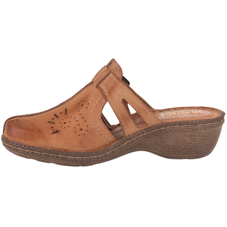 Klapki damskie Syrena SST 737/M rude - skóra naturalna