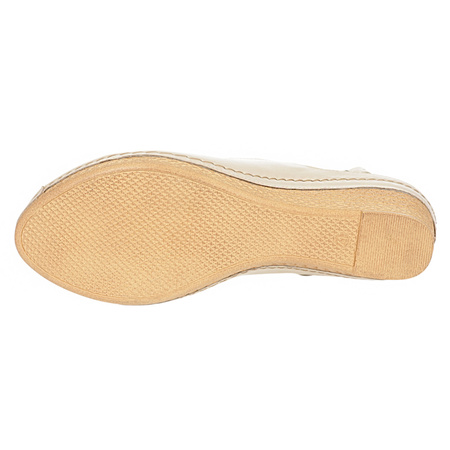 Skórzane sandały beżowe na koturnie SYRENA SWB 535