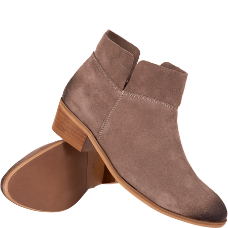 Modne botki damskie Syrena SE KO-08 cappuccino skóra welurowa