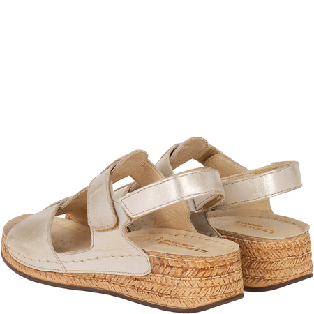 Sandały Syrena SST 995 beżowo-złote - skórzane, na rzep