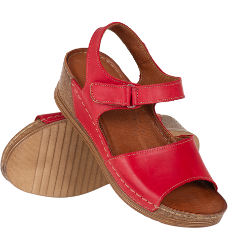Sandały damskie na koturnie marki Syrena SST 969 czerwone
