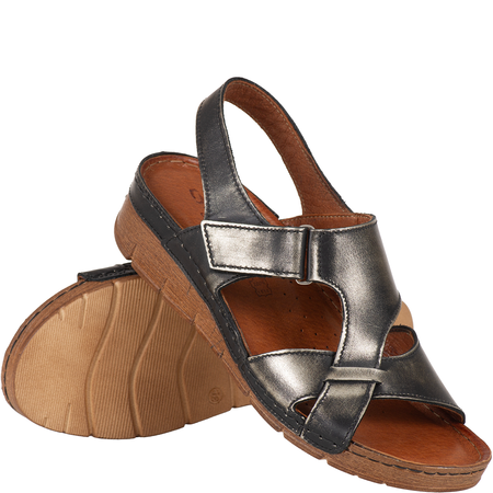 Sandały damskie skórzane SYRENA SST 908 czarno-złote