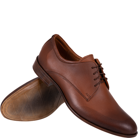 Skórzane półbuty męskie marki Syrena SI 329A-796 brązowe