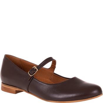 Brązowe baleriny z paskiem Syrena SGO 2107 skórzane