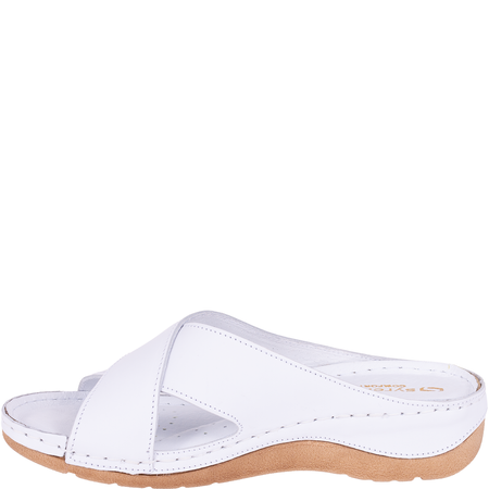 Klapki damskie skórzane marki Syrena SST 869 białe