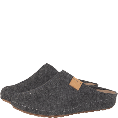 Kapcie damskie Syrena SH 104 grafit z wkładką skórzaną