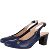 Czółenka damskie skórzane Wielbut 543 granatowe na słupku
