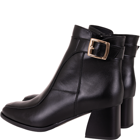 Czarne botki damskie skórzane na obcasie - Syrena SGO 1978