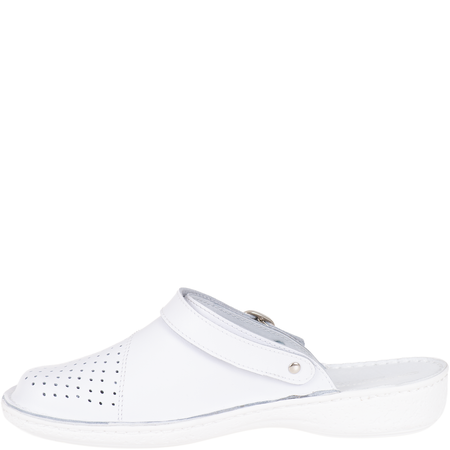 Białe klapki sanitarne ze skóry naturalnej Syrena SH 275