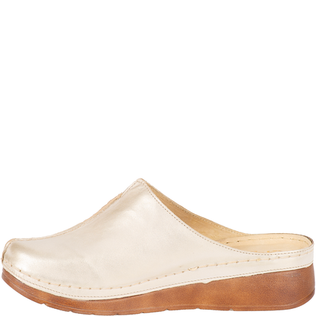 Klapki damskie skóra naturalna Syrena SST 922 beżowo-złote