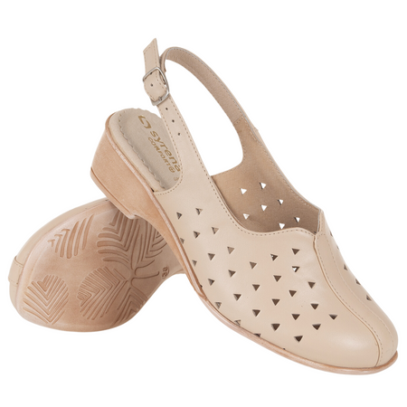 Syrena SWB 131 beżowe sandały damskie - skórzane, wygodne