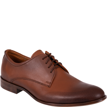 Skórzane półbuty męskie marki Syrena SI 329A-796 brązowe