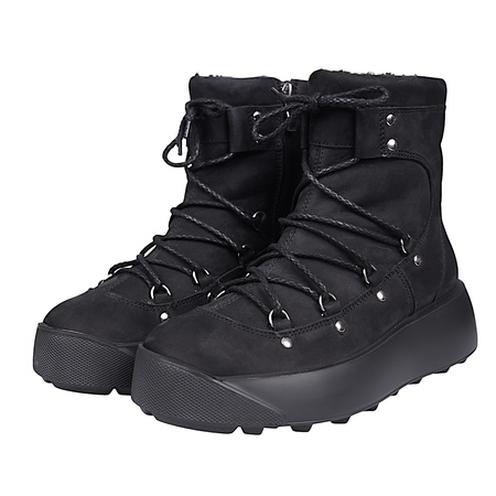 Botki damskie na grubej podeszwie skóra naturalna Syrena SBB 1278 czarne