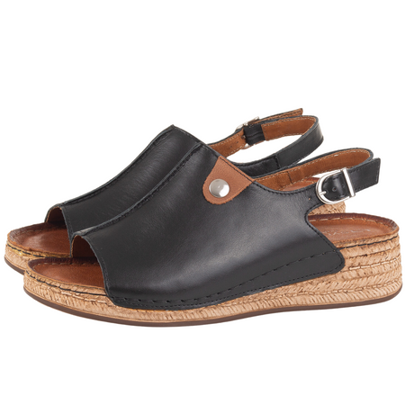 Skórzane sandały damskie marki Syrena SST 987 czarne