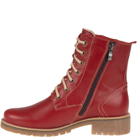 Modne botki damskie Syrena SST 4038 - czerwone, skórzane