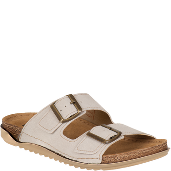 Klapki Inblu AA000068 beżowe - skórzana wkładka i klamry