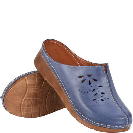 Klapki damskie skóra naturalna Syrena SST 922/M niebieskie