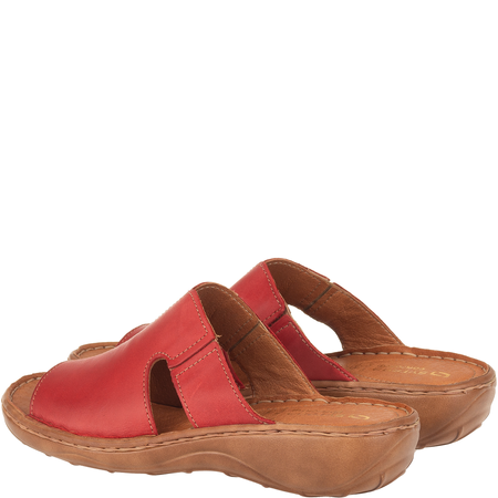 Skórzane klapki damskie marki Syrena SST 663 czerwone