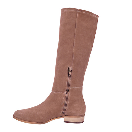 Zamszowe kozaki damskie skóra naturalna Syrena SOP 204 fango