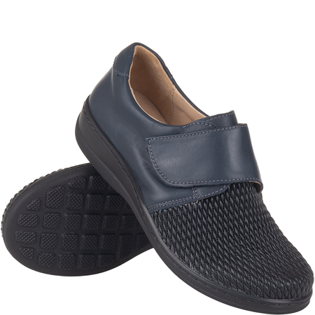 Półbuty damskie na haluksy tęgość H - Syrena SH 382 granat