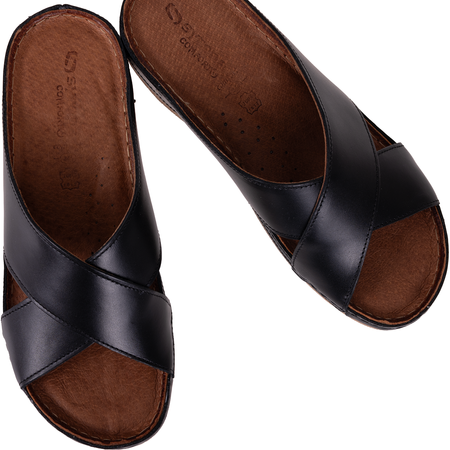 Klapki damskie skórzane marki Syrena SST 869 czarne