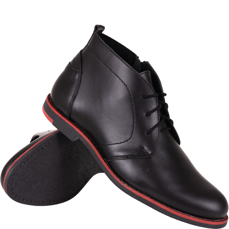 Trzewiki męskie Syrena SST 176 czarne - skóra naturalna