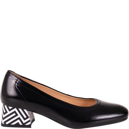 Czółenka damskie skórzane Syrena SPU 1535 czarny labirynt