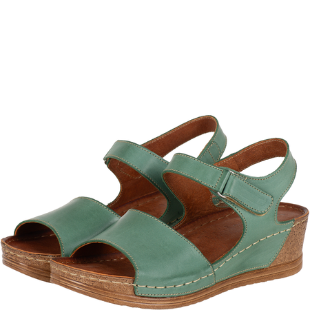 Sandały damskie na koturnie marki Syrena SST 969 zielone