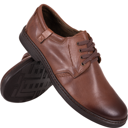 Skórzane półbuty męskie marki Syrena SI 326-863 brązowe